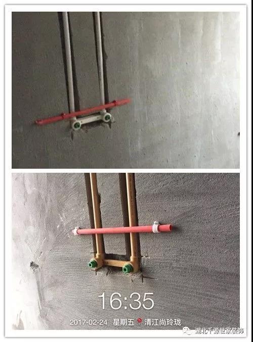 水路工藝要求：冷熱水間距15cm，水管包保溫棉，